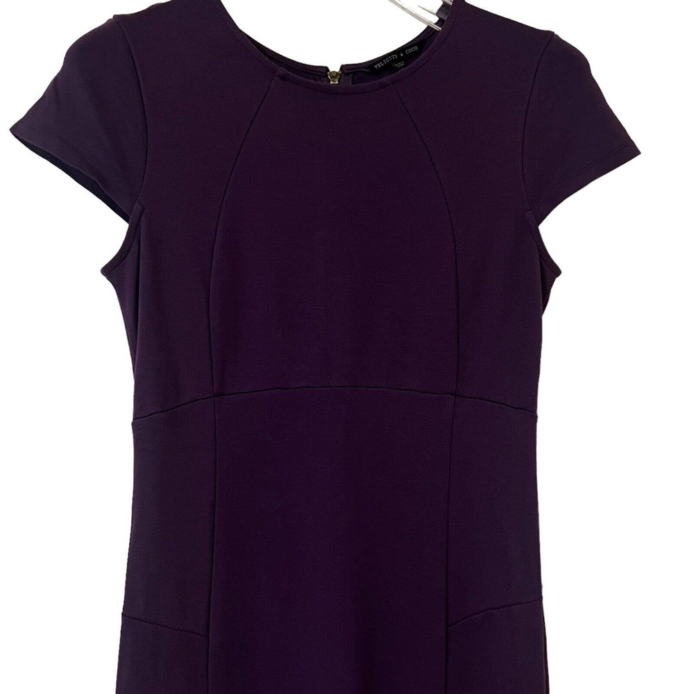🌵 Felicity & Coco Women's Purple Cap Sleeve Midi Unlined Sheath Dress- Large - Picture 2 of 7